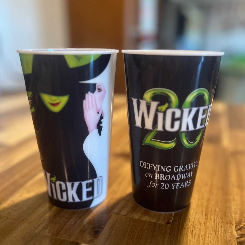 WICKED Broadway Musical Commemorative plastic Cups 16 oz 20th anniversary TWO
